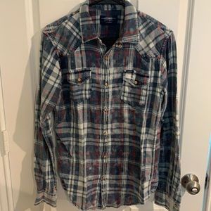 Pull & Bear Vintage Wash Men’s Plaid Shirt